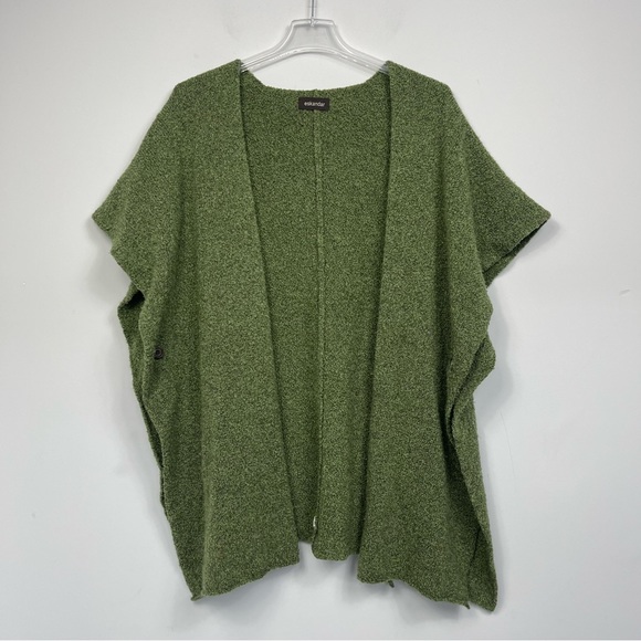 Eskandar Green Boucle Extrafine Wool Cashmere Tabard Cardigan Wrap Shawl Sweater - Picture 8 of 15
